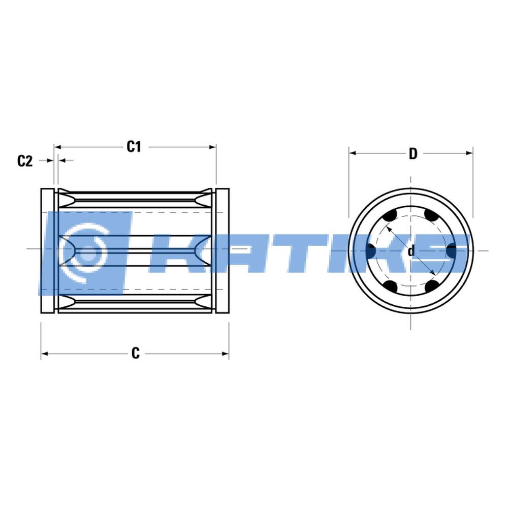 Подшипник A406080 Thomson чертёж Подшипник A406080 Thomson чертёж