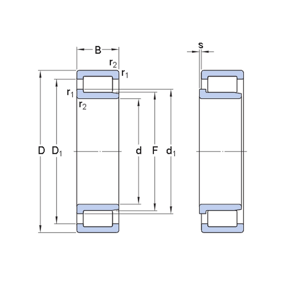 Подшипник NJ228EM J30 SNR чертёж Подшипник NJ228EM J30 SNR чертёж